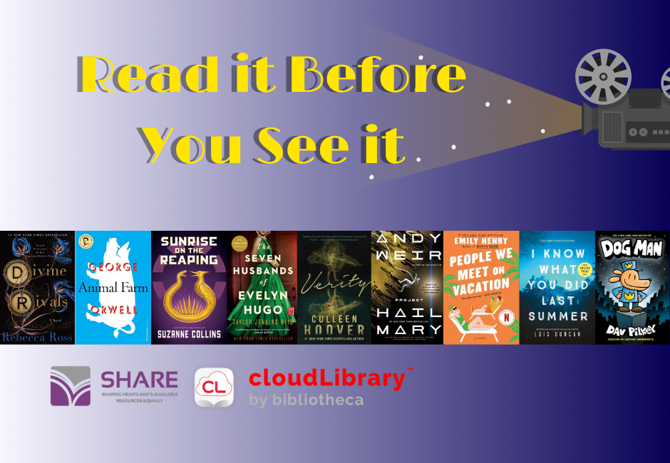 A row of book covers with the words Read it Before you See it above.